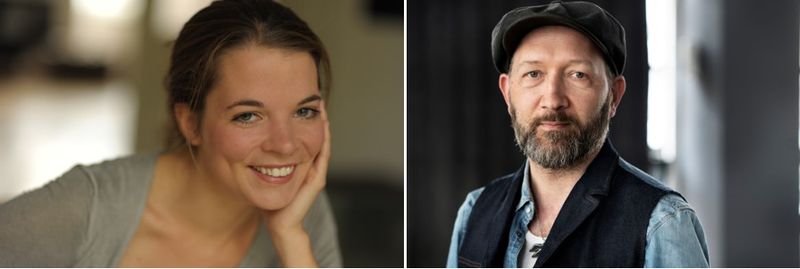 Anna Staab (links) wird bei ihrer Lesung von Gregor Praml am Kontrabass begleitet. © Marion Koell, Anja Jahn